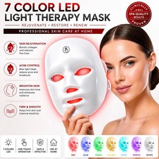 Share 7 Color LED Facial Mask Red Light Therapy Acne Repair Skin Brighten Beauty picture