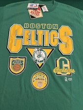 VTG Boston Celtics Shirt Men Large Green Team Rated Single Stitch 90s Made USA picture