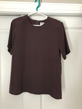 Business Career Blouse Herringbone Geometric Design by Liz Baker Size M EUC picture