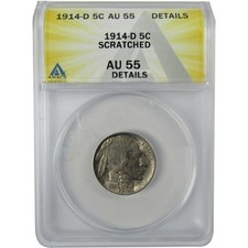 1914 D Indian Head Buffalo Nickel AU 55 Details ANACS SKU:CP561 picture
