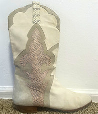 Vintage Andrea Pfister Women's Knee High Snake Skin + Suede Leather Boots picture