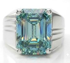 Certified 8.70 Ct Emerald Cut Blue Diamond Ring , Birthday Gift - Free Studs . picture