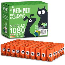 Pet N Pet 1080 Count Orange Dog Poop Bag Rolls, 41% Plant-Based, 59% PE picture