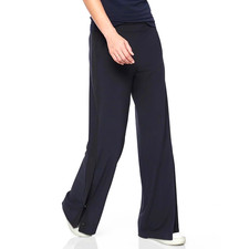 Athleta Stretch Wide Leg Pants  NWT 2  Blue Snap Open Ankles Black Side Stripe picture