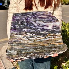 7.03LB Natural banding zebra calcite quartz polished slab crystal reiki healing picture