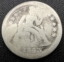 1843-O Seated Liberty Dime Good Detail, SCARCE KEY DATE, LOW MINT US 10c picture
