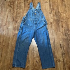 VTG 70s Big Ben Overalls 40x29 Blue Denim Jean Work Farm Medium Wash Distressed picture