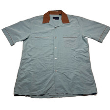 Vintage Hobie Shirt Mens Medium Blue Button Up Bowling Surfer Rayon Retro 90s picture