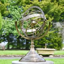20Inch Tall Antique Brass Celestial Garden Armillary Sundial Sphere Tabletop picture