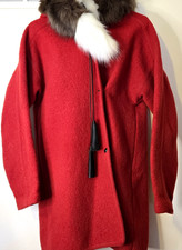 VTG L.L. Bean 100% Wool Fur Hooded Jacket Women’s 8 Small Red Austria Outerwear picture