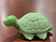 Rare Fenton Chameleon Green Glass Turtle Figurine Jon Saffel Mold 5266 4