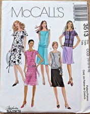 McCall's 3513 Misses / Petite Bias Top & Skirt, Sizes (10-12-14-16) - UNCUT picture