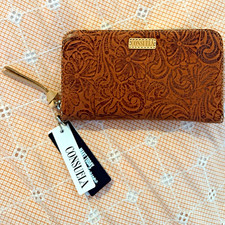 Consuela Sally Zip-Around Wallet Brown Floral, Zipper, Credit Card Slots picture