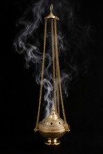 Ornate Brass Hanging Censer For Incense Burning picture