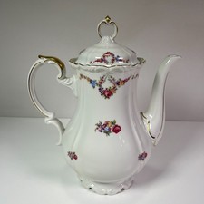 Vintage Edelstein Bavaria Maria Theresia Floral Porcelain Coffee Pot Gold Trim picture
