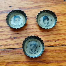 Coca-Cola Vintage Bottle Cap Advertising, Baseball - Perry, Marichal, Aaron picture