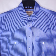 Miller Ranch Shirt Mens Large Striped Blue, White Western Cowboy picture