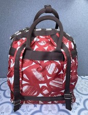 LeSportsac Red Abstract Print Backpack Duffel Bag Travel Weekender Large Zip picture