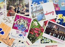 1960s POSTCARD LOT OF 35 USSR CCCP GREETING FLOWERS COLLECTIBLE COMMUNISM picture