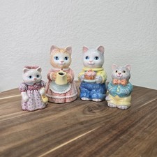 VTG Avon Country Purr-fection Ceramic Cat Creamer Sugar Salt Pepper Set 4pc  picture
