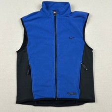 Vintage Nike Vest Men Medium Blue Therma-FIT Fleece Zip Jacket Activewear 90s M picture