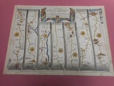 100% ORIGINAL LARGE EXETER TO PLYMOUTH DORCHESTER  ROAD MAP BY J OGILBY C1679 picture