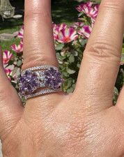 Rarities Carol Brodie 4.10 ctw Brazilian Amethyst & White Zircon Floral Ring picture