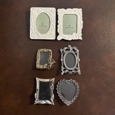 Vintage Shabby Chic Mini Picture Frames Set 6 White, Ornate, Cottagecore a12 picture