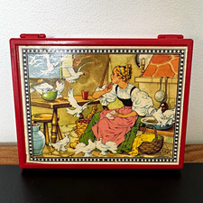Lungers-Hausen Vintage Wooden Block Picture Puzzle Red Case Fairytales W Germany picture