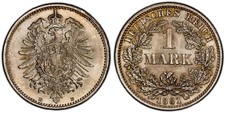 GERMANY - EMPIRE. Wilhelm I. 1881-D AR Mark. PCGS MS66. KM 7 picture