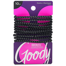 Goody Ouchless No Slip Hair Ties, 10 Ct, Black, 4MM Rubber Bands, Slideproof, Pa picture