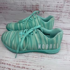 NOBULL SuperFabric Trainer Mens 8.5 Womens 10 Shoes Teal Mint Green Striped picture