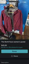 The North Face HyVent Women's Hooded Zip Jacket Logo Burgundy/Gray Size M picture