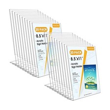 MaxGear Acrylic Sign Holder, 8.5 x 11 Slant Back Display Stand, 20 Pack picture