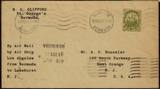 Bermuda 1925 Airmail Cover ERROR in H/S AIR MAIL SERVICE BERMUDA w/ SE Inverted picture