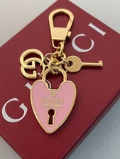 GUCCI Charm Heart Lock & Key Keychain Gift Key Chain with Brand Manual New Box picture