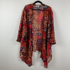 Catherines Seasonless Cascade Kimono Size 5X Open Front 3/4 Bell Sleeve Floral picture