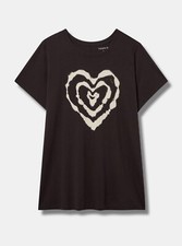 Torrid Plus 2X Heart Centered Graphic Cotton Tee Deep Black Short Sleeve NWT picture