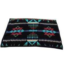VTG Crown Crafts Dinarsu Southwestern Throw Blanket Black Red Turquoise 60x50 picture