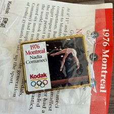 Kodak 1976 Nadia Comaneci Montreal Olympic Pin Metal 1995 NEW Sealed picture