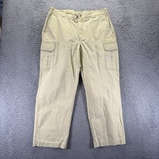 L.L.Bean Pant Mens 38x30 Beige Cotton Cargo Straight Technician Workwear Utility picture