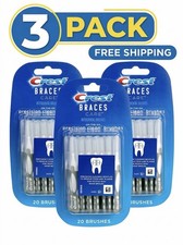 3 Pack Crest Braces Care On-The-Go Precision Clean Brushes 20 Count Each Ages 6+ picture