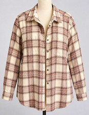 Ridgecut Women's Plus 3X white/purple Plaid Button-Up Long Sleeve Shirt top picture