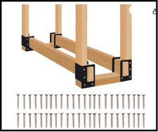 4 Pack Firewood Log Storage Rack Bracket Indoor Outdoor Adjustable Heavy Duty picture