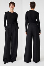 COS Wide Wool Trousers – Black, High Waist, Pleated picture