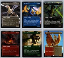 6 BORDERLESS Dragons SET Magic the Gathering MTG Adventures in Forgotten Realms picture