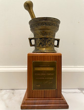 Vintage 1956 Rexall Drug Co Trophy Mortar Pestle Pharmacy Award Dodge Inc picture