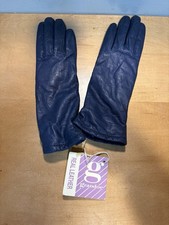 Vintage Grandoe Womens Leather Gloves Small Navy Blue New Old Stock w/ Tags picture