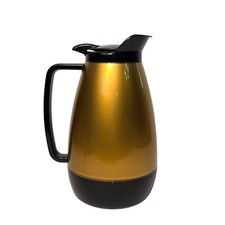 Vintage West Bend Thermo-Serv Coffee Carafe MCM Gold Black Insulated Pitcher picture