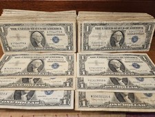 1935 or 1957 One Dollar Blue Seal Note Silver Certificate Old US Bill $1 Money picture